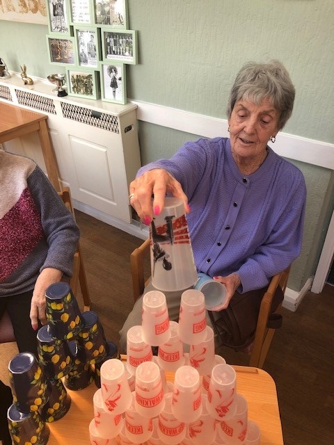 Stacking cups in care home for blog